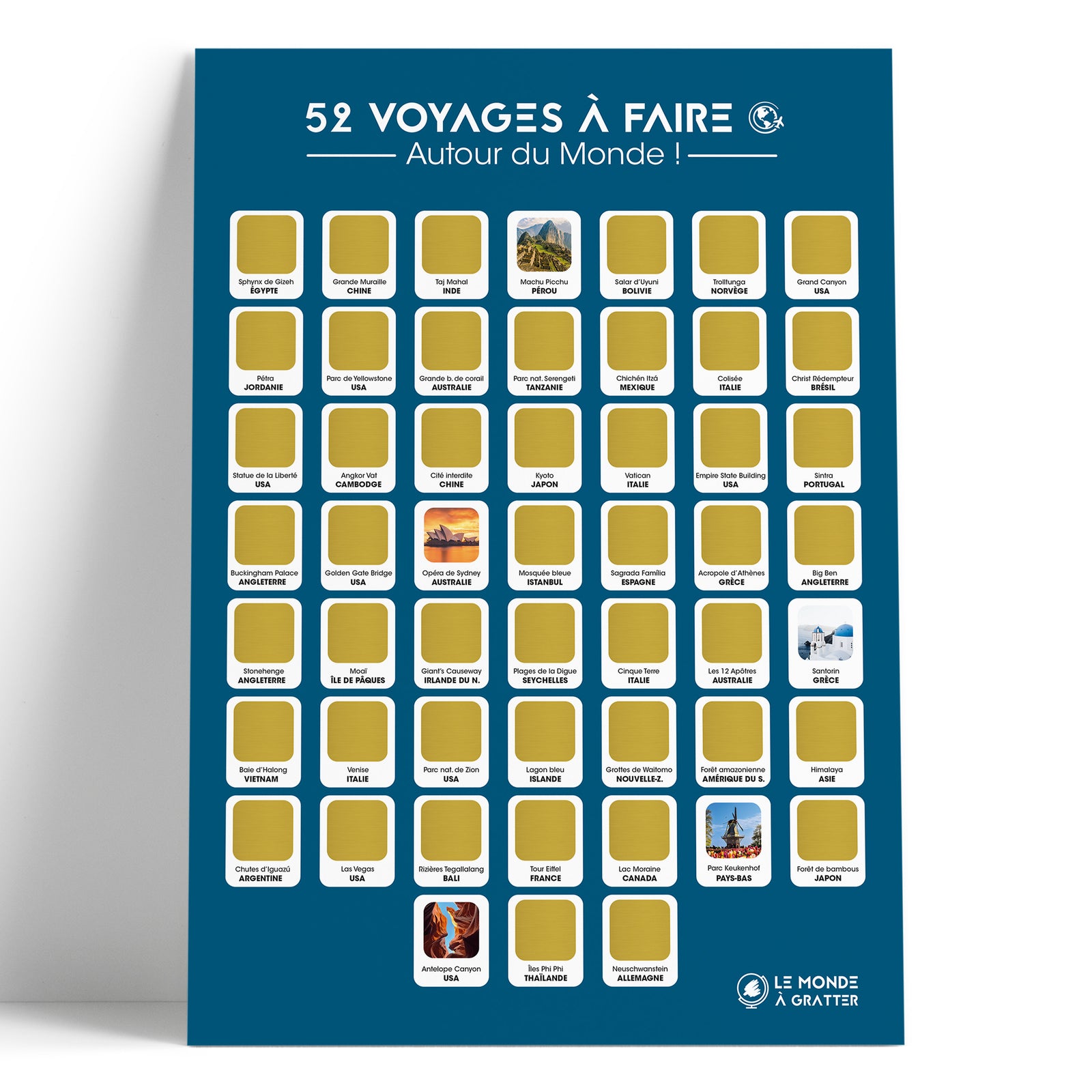 52 lieux à voir dans sa vie : tour du monde - Poster à gratter - LE MONDE À  GRATTER